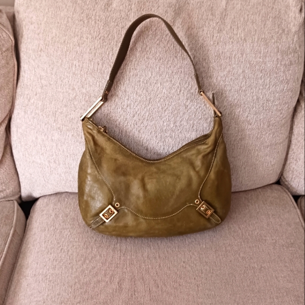 Charles David Green distresed leather hobo bag